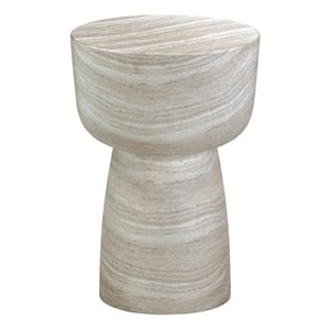 Pemberly Row Contemporary Faux Travertine Indoor/Outdoor Side Table