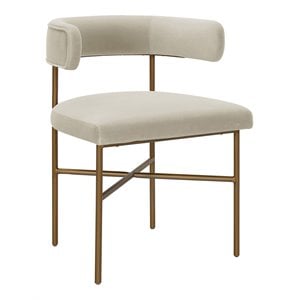 Pemberly Row 19.7&quot Transitional Velvet Dining Chair in Gray/Gold