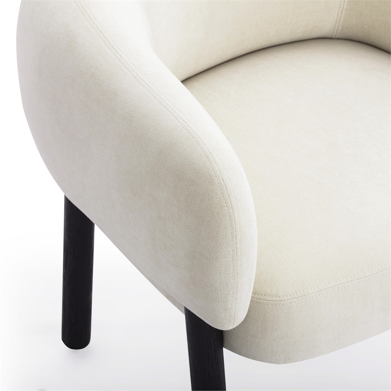 Pemberly Row Cream Basketweave Chenille Upholstered Accent Chair