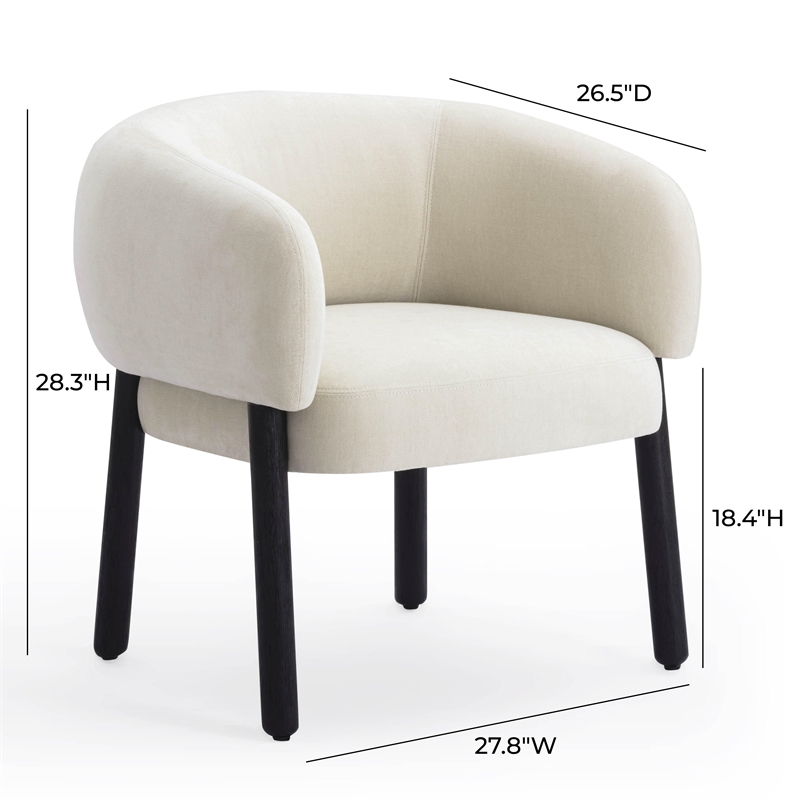 Pemberly Row Cream Basketweave Chenille Upholstered Accent Chair