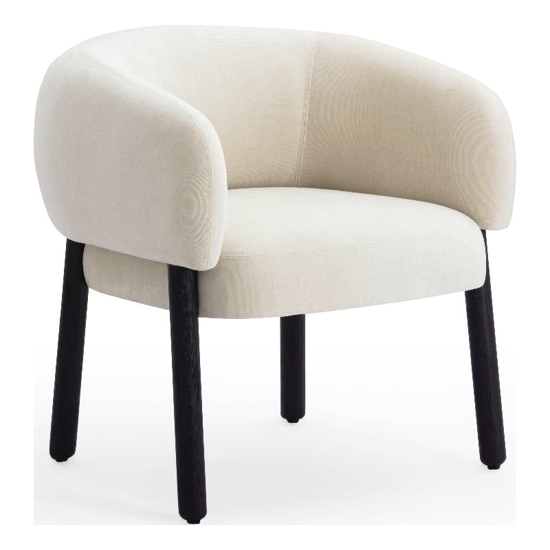 Pemberly Row Cream Basketweave Chenille Upholstered Accent Chair