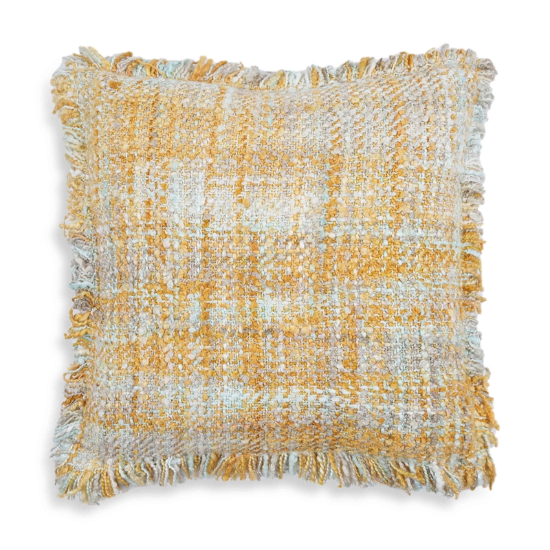 Pemberly Row Handmade Transitional Haystack Yellow Textured Fabric Cushion
