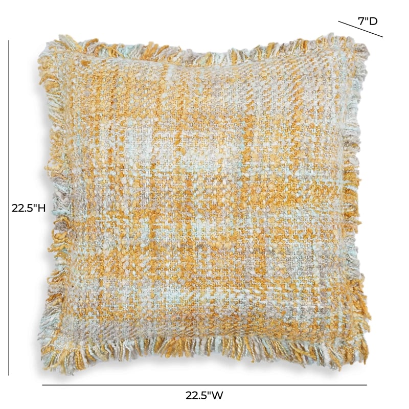 Pemberly Row Handmade Transitional Haystack Yellow Textured Fabric Cushion