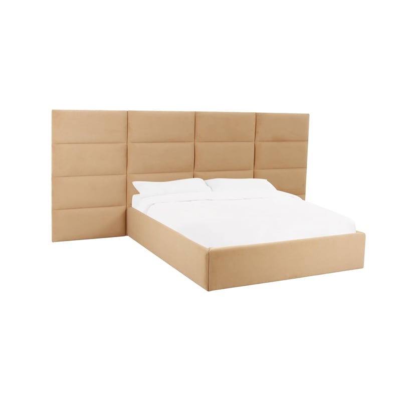 Pemberly Row Contemporary Honey Velvet King Wings (Set of 2)