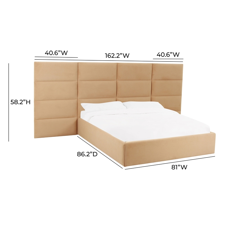 Pemberly Row Contemporary Honey Velvet King Wings (Set of 2)