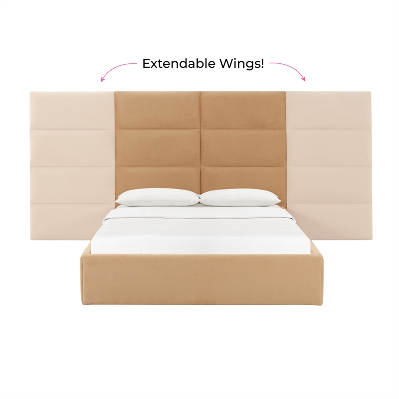 Pemberly Row Contemporary Honey Velvet King Wings (Set of 2)