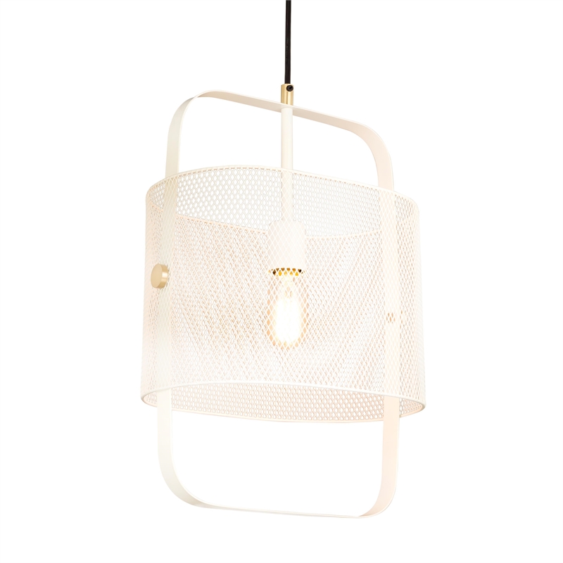 Pemberly Row Contemporary White Finish Iron Metal Pendant - 13