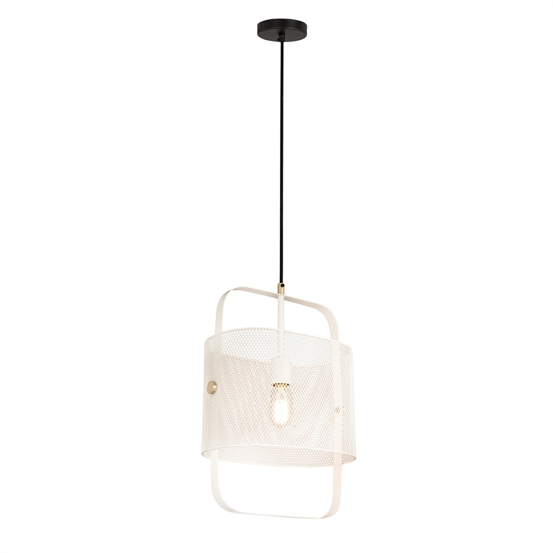 Pemberly Row Contemporary White Finish Iron Metal Pendant - 13