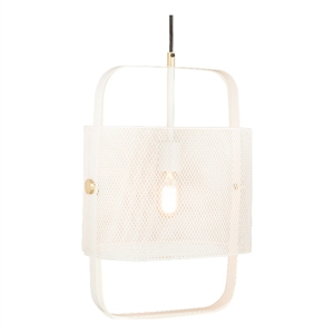 Pemberly Row Contemporary White Finish Iron Metal Pendant - 13&quotW x 8&quotD x 19&quotH