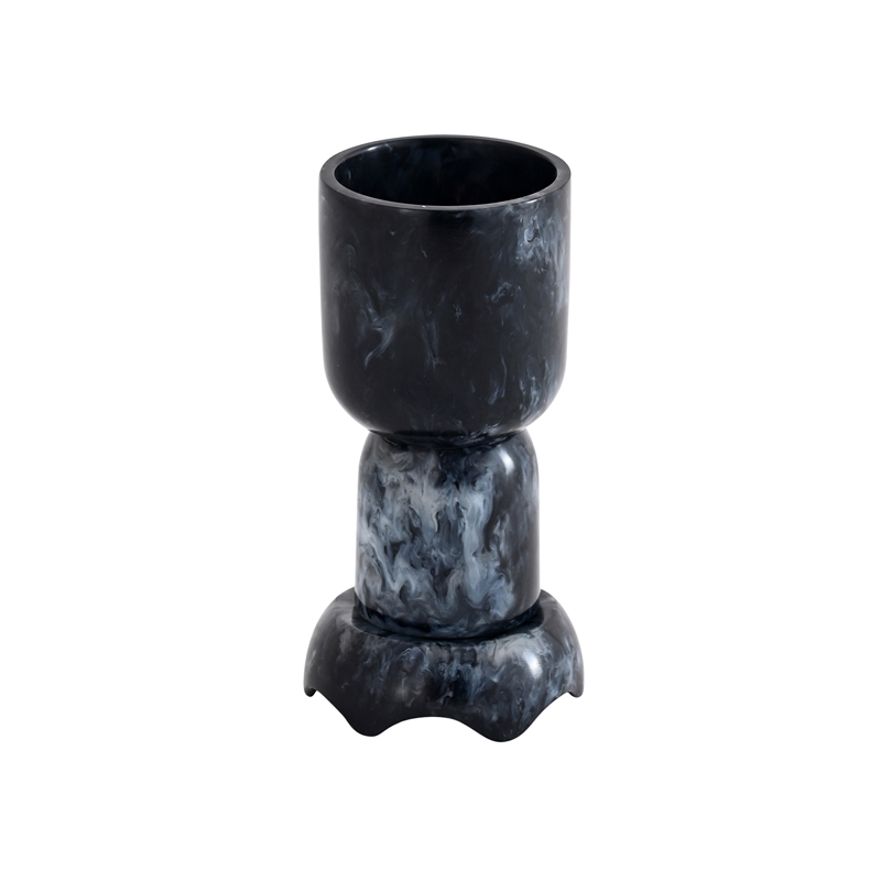 Pemberly Row Handmade Contemporary Black Swirl Resin Kiddush Cup