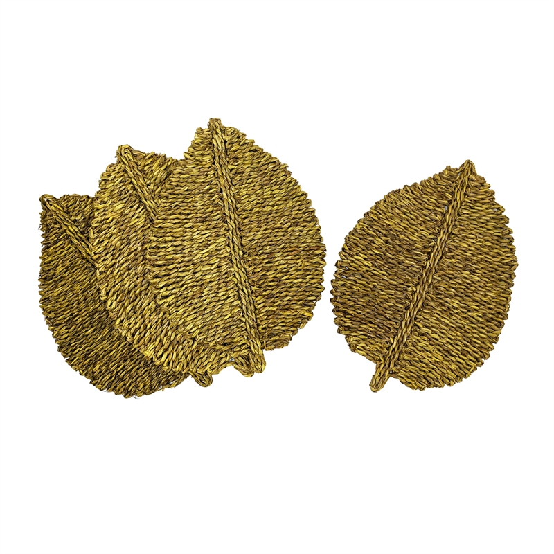 Pemberly Row Transitional Leaf Yellow Seagrass Placemat - Set of 4
