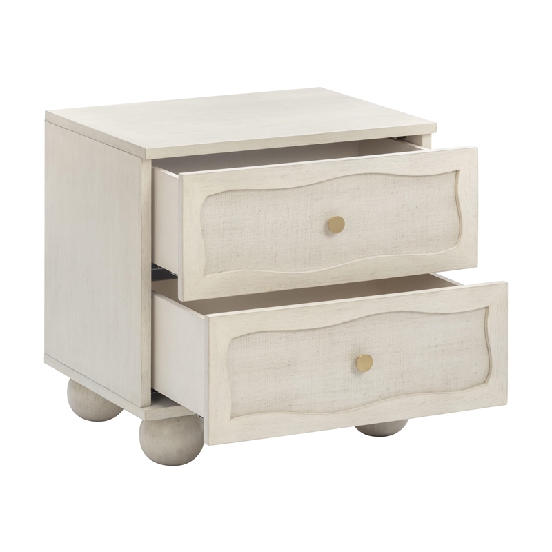 Pemberly Row Contemporary White Finishwashed Nightstand - 22