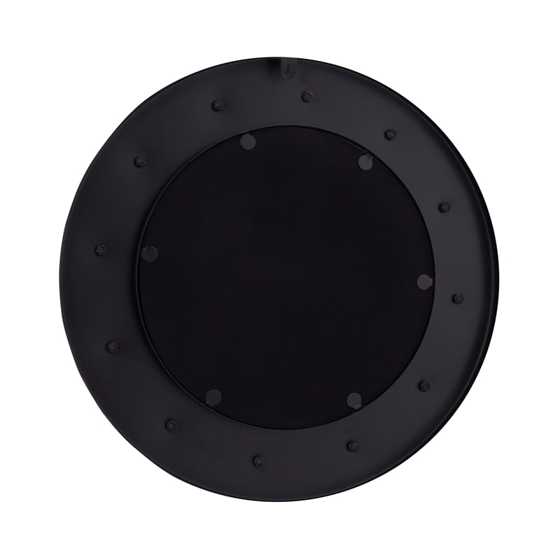 Pemberly Row Contemporary Rockstar Black Finish Round Metal Mirror
