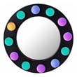Pemberly Row Contemporary Rockstar Black Finish Round Metal Mirror