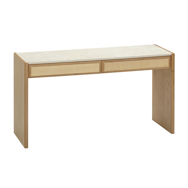 Pemberly Row Contemporary Natural Oak Console Desk - 56