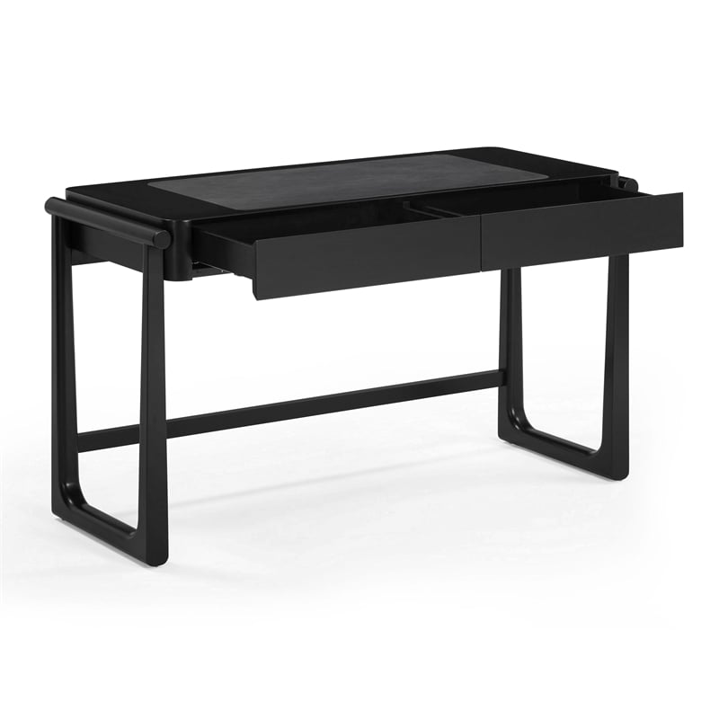 Pemberly Row Contemporary Black Finish 2 Drawer Desk - 52