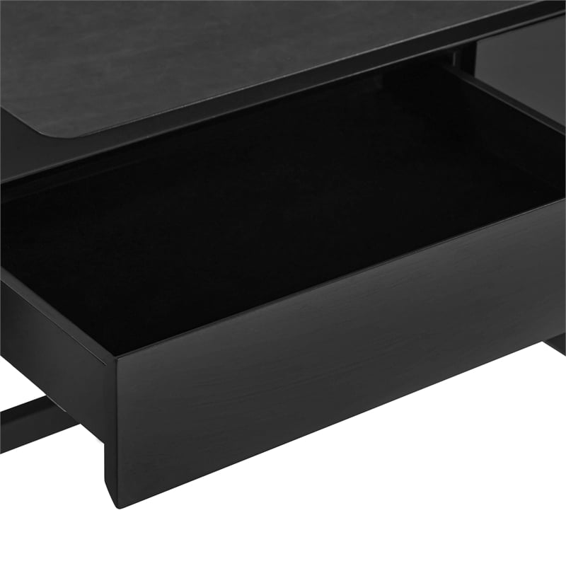 Pemberly Row Contemporary Black Finish 2 Drawer Desk - 52