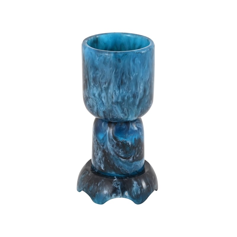 Pemberly Row Handmade Contemporary Blue Swirl Resin Kiddush Cup