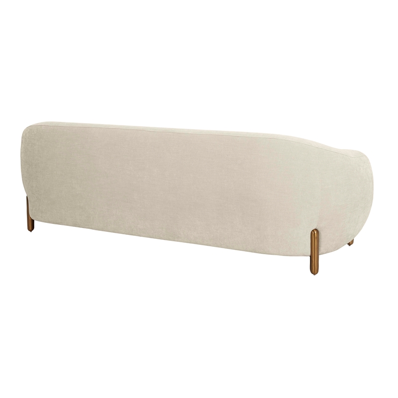 Pemberly Row Handmade Transitional Cream Textured Linen Sofa