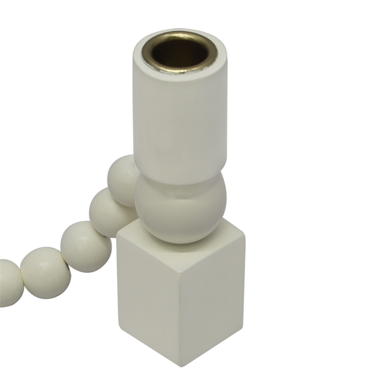 Pemberly Row Handmade Modern / Contemporary Cream Wooden Candlestick