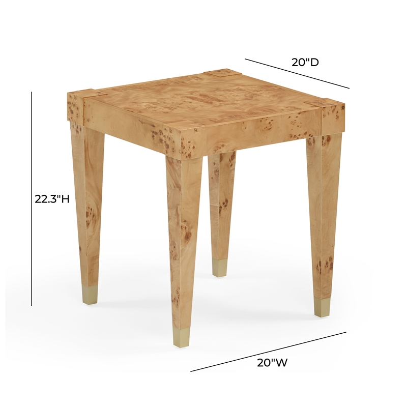 Pemberly Row Contemporary Honey Burl Wooden End Table - 26