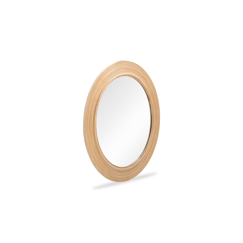 Pemberly Row Natural Rattan Round Wall Mirror - 43.5