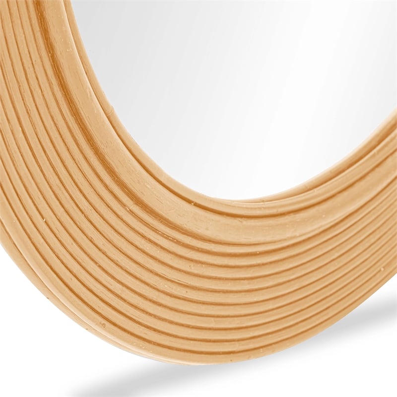 Pemberly Row Natural Rattan Round Wall Mirror - 43.5