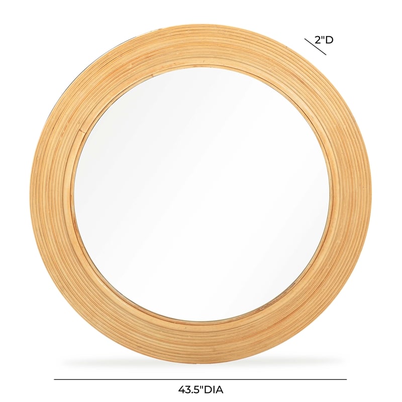 Pemberly Row Natural Rattan Round Wall Mirror - 43.5