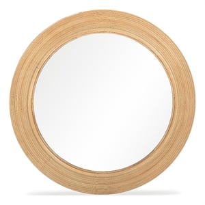 Pemberly Row Natural Rattan Round Wall Mirror - 43.5&quotW x 2&quotD x 43.5&quotH