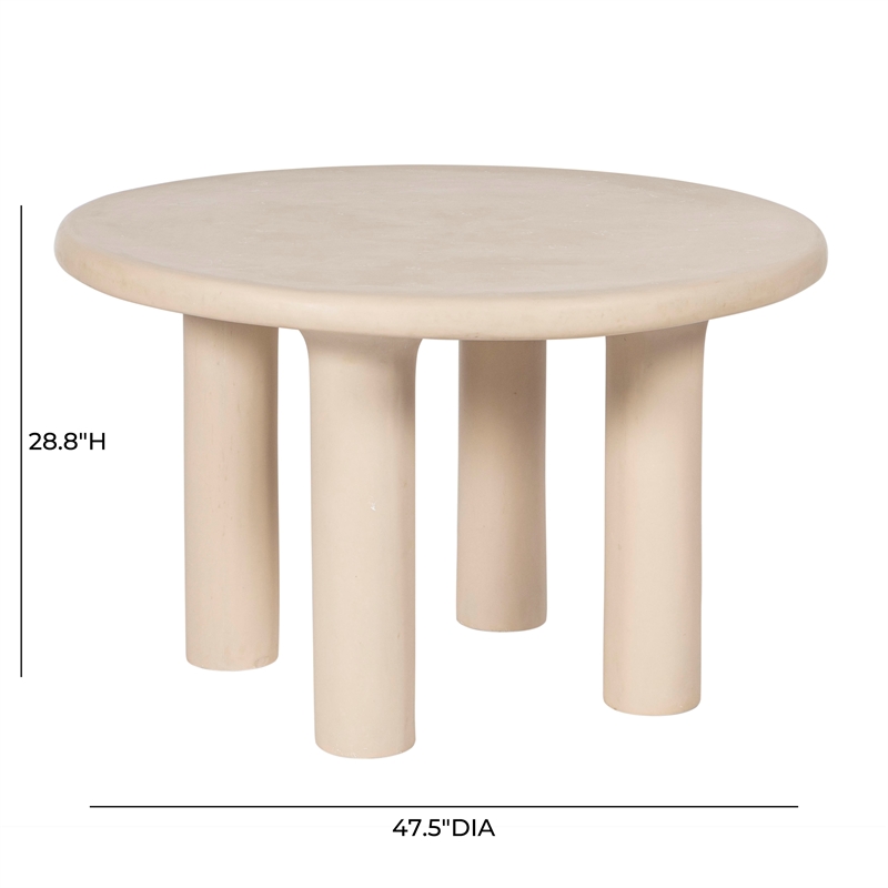 Pemberly Row Cream Textured Indoor / Outdoor 47 inch Round Dining Table