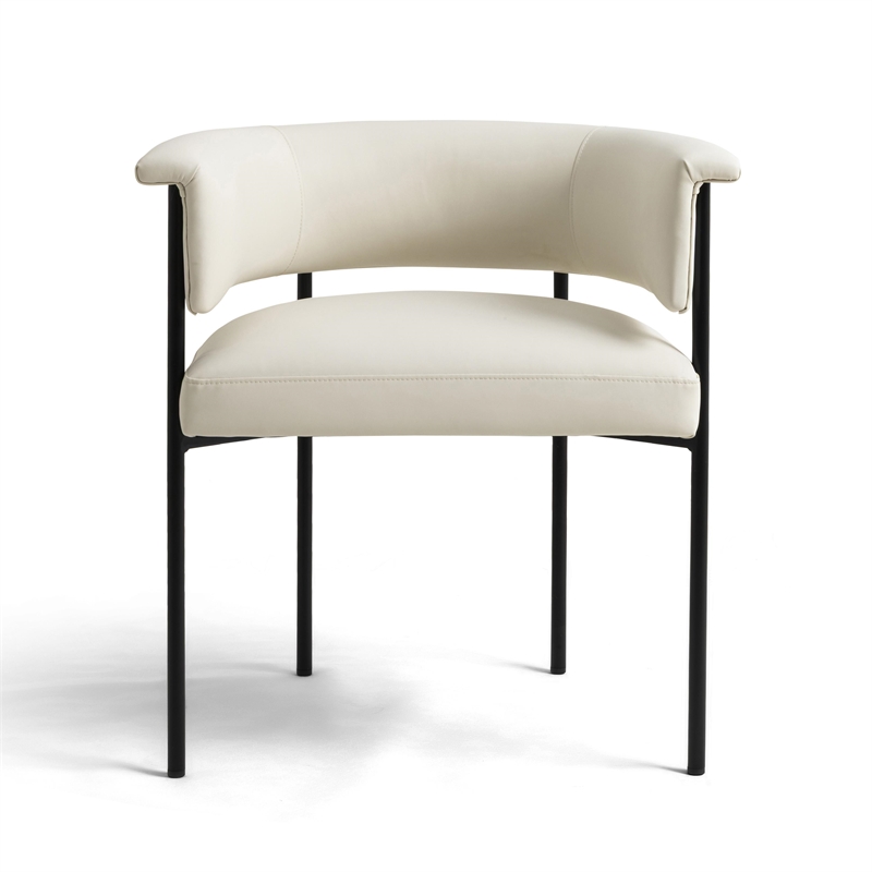 Pemberly Row Contemporary Cream Performance Vegan Leather Dining Chair