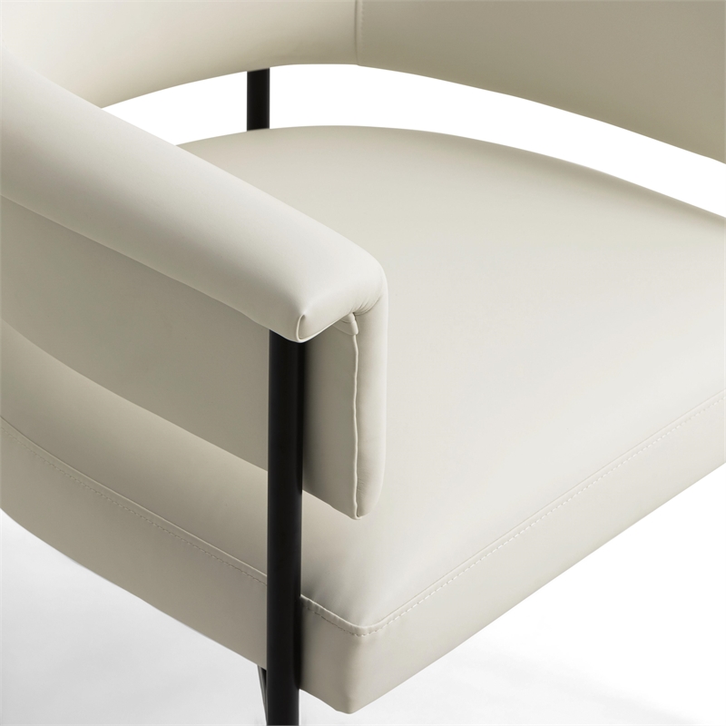 Pemberly Row Contemporary Cream Performance Vegan Leather Dining Chair
