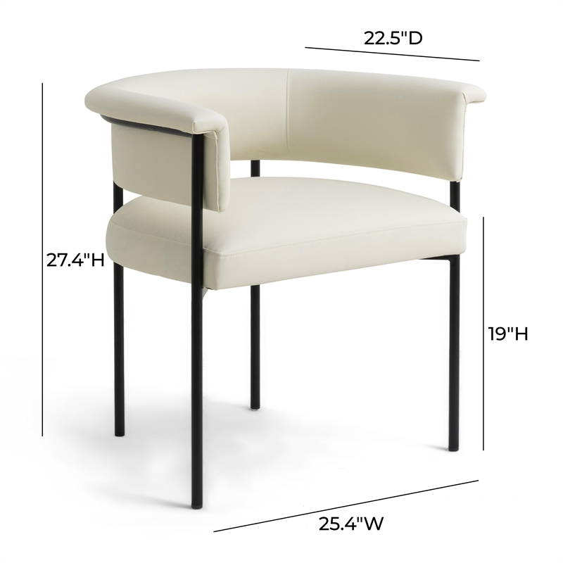 Pemberly Row Contemporary Cream Performance Vegan Leather Dining Chair