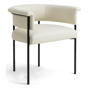 Pemberly Row Contemporary Cream Performance Vegan Leather Dining Chair