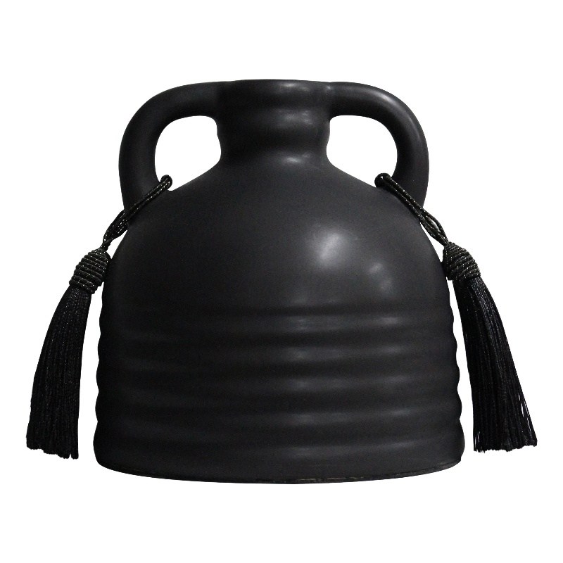 Pemberly Row Handmade Contemporary Black Finish Ceramic Vase