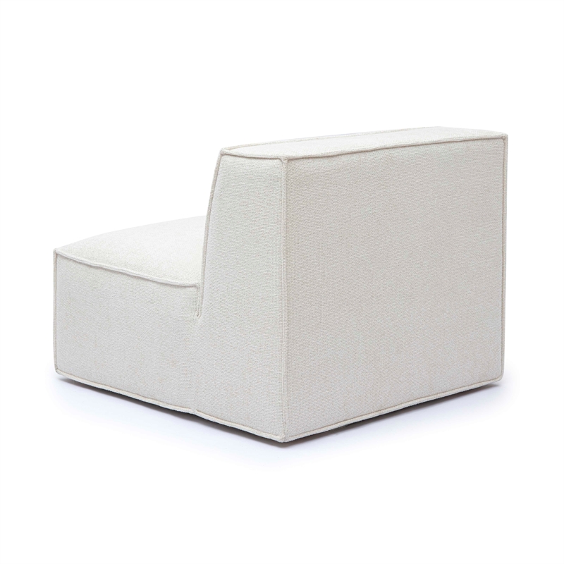 Pemberly Row Contemporary Cream Chenille Basketweave Armless Chair