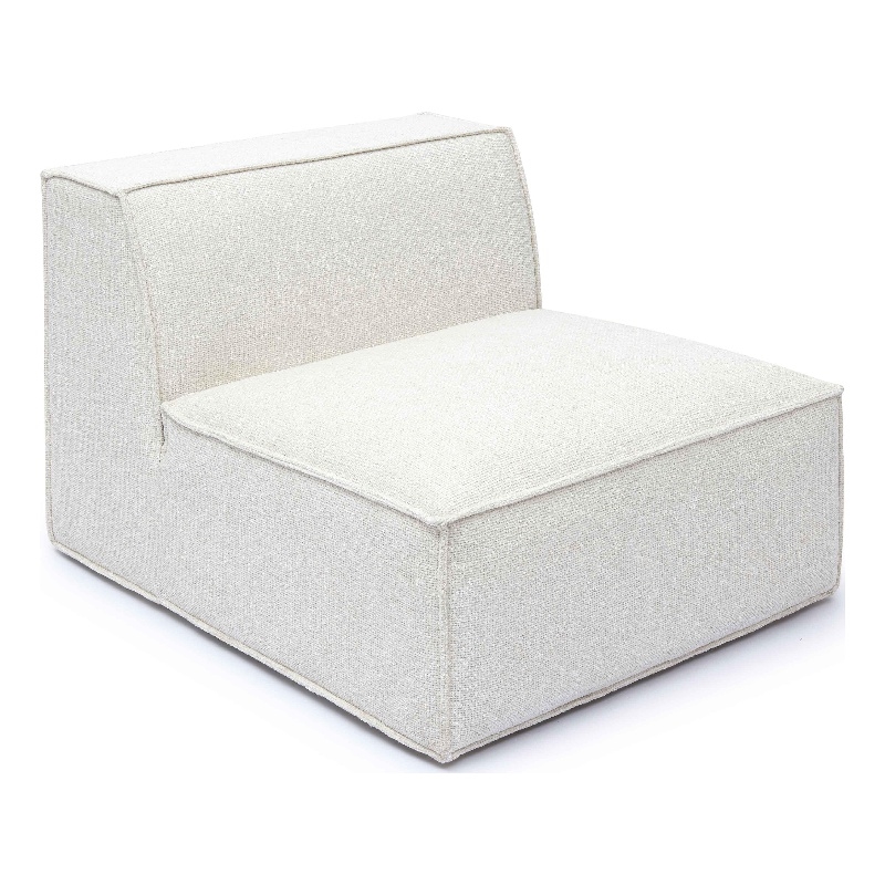 Pemberly Row Contemporary Cream Chenille Basketweave Armless Chair