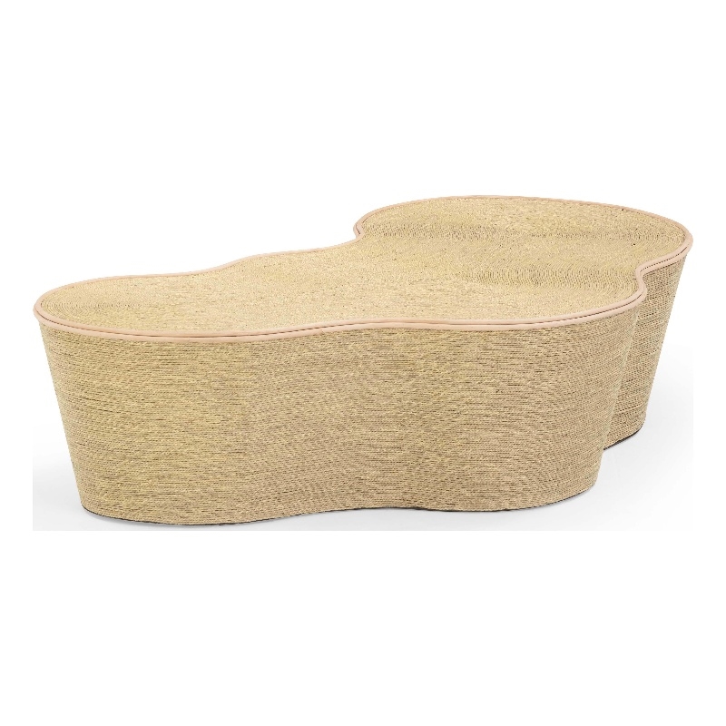 Pemberly Row Contemporary Slab Natural Seagrass Coffee Table