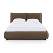 Pemberly Row Contemporary Brown Faux Mohair Upholsterd Queen Bed
