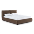 Pemberly Row Contemporary Brown Faux Mohair Upholsterd Queen Bed