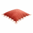 Pemberly Row Scalloped Edge Cream and Rust Cotton Velvet Throw Pillow