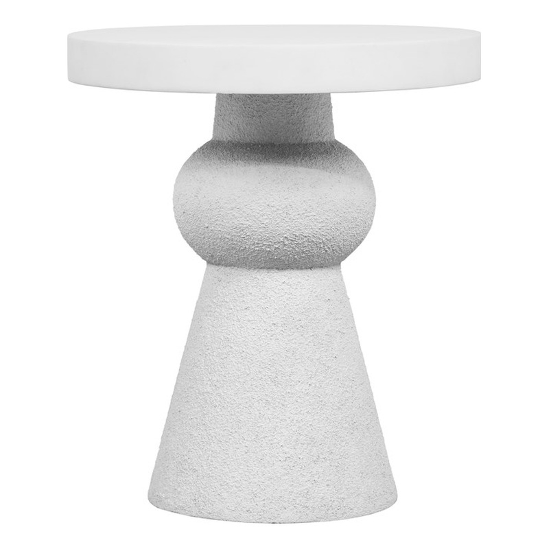 Pemberly Row Transitional Handcrafted White Textured Side Table