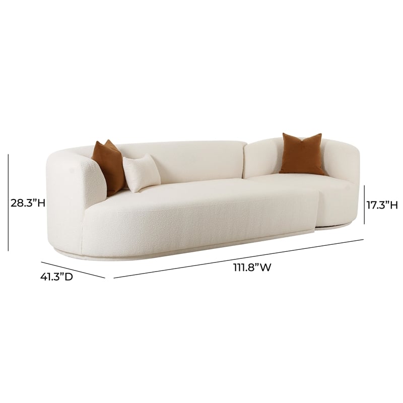 Pemberly Row Cream Boucle 2-Piece Modular Left-Arm Facing Sofa