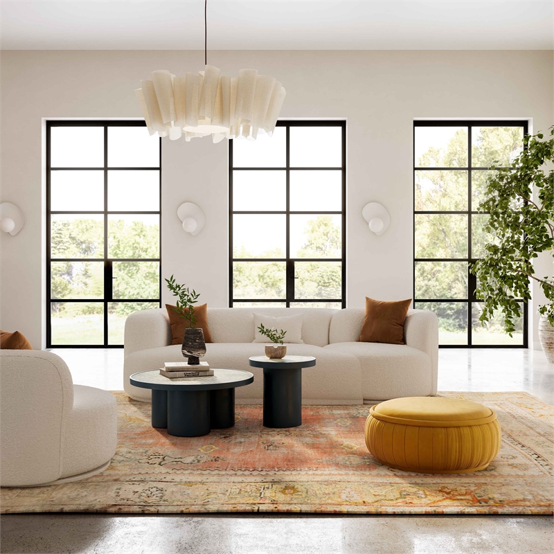 Pemberly Row Cream Boucle 2-Piece Modular Left-Arm Facing Sofa