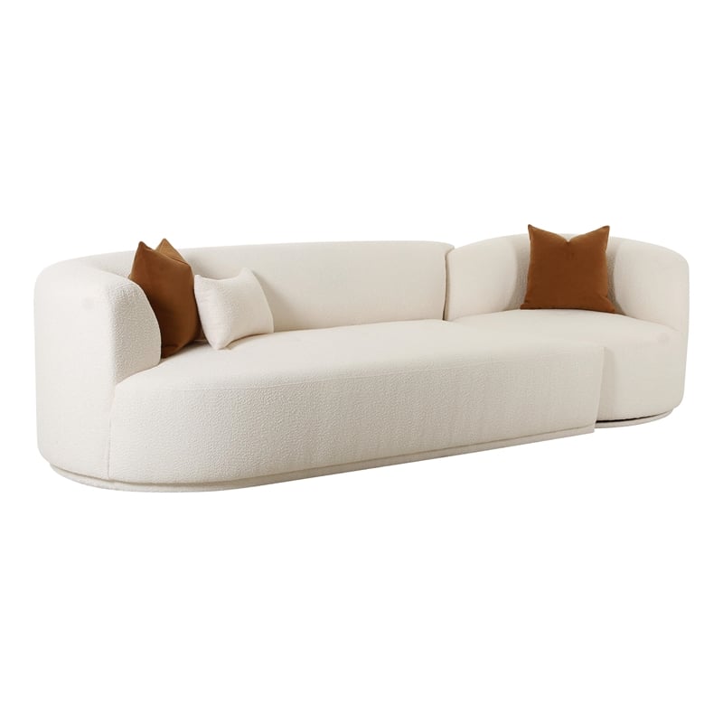 Pemberly Row Cream Boucle 2-Piece Modular Left-Arm Facing Sofa