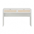 Pemberly Row White Finish Rattan Console Desk - 48
