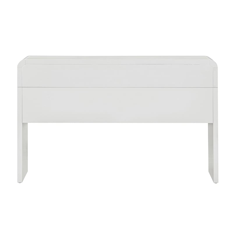 Pemberly Row White Finish Rattan Console Desk - 48