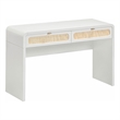 Pemberly Row White Finish Rattan Console Desk - 48