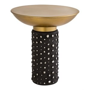 Pemberly Row 19&quotH Transitional Glass Side Table in Antique Brass