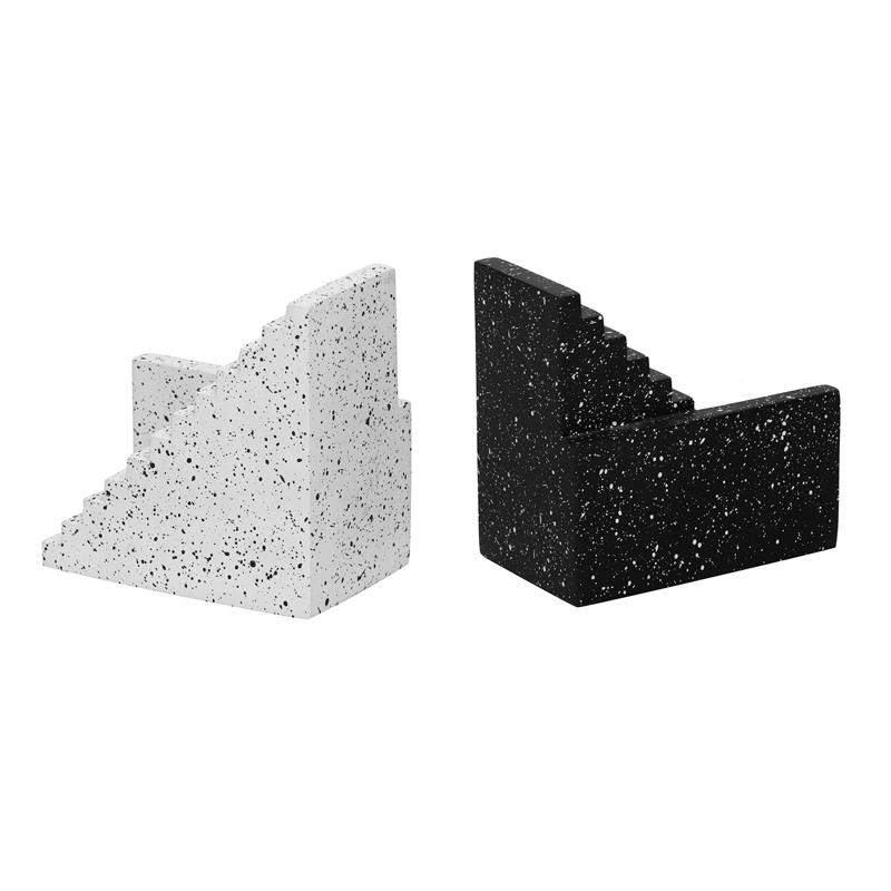 Pemberly Row Transitional Speckled Black and White Stairway Bookends